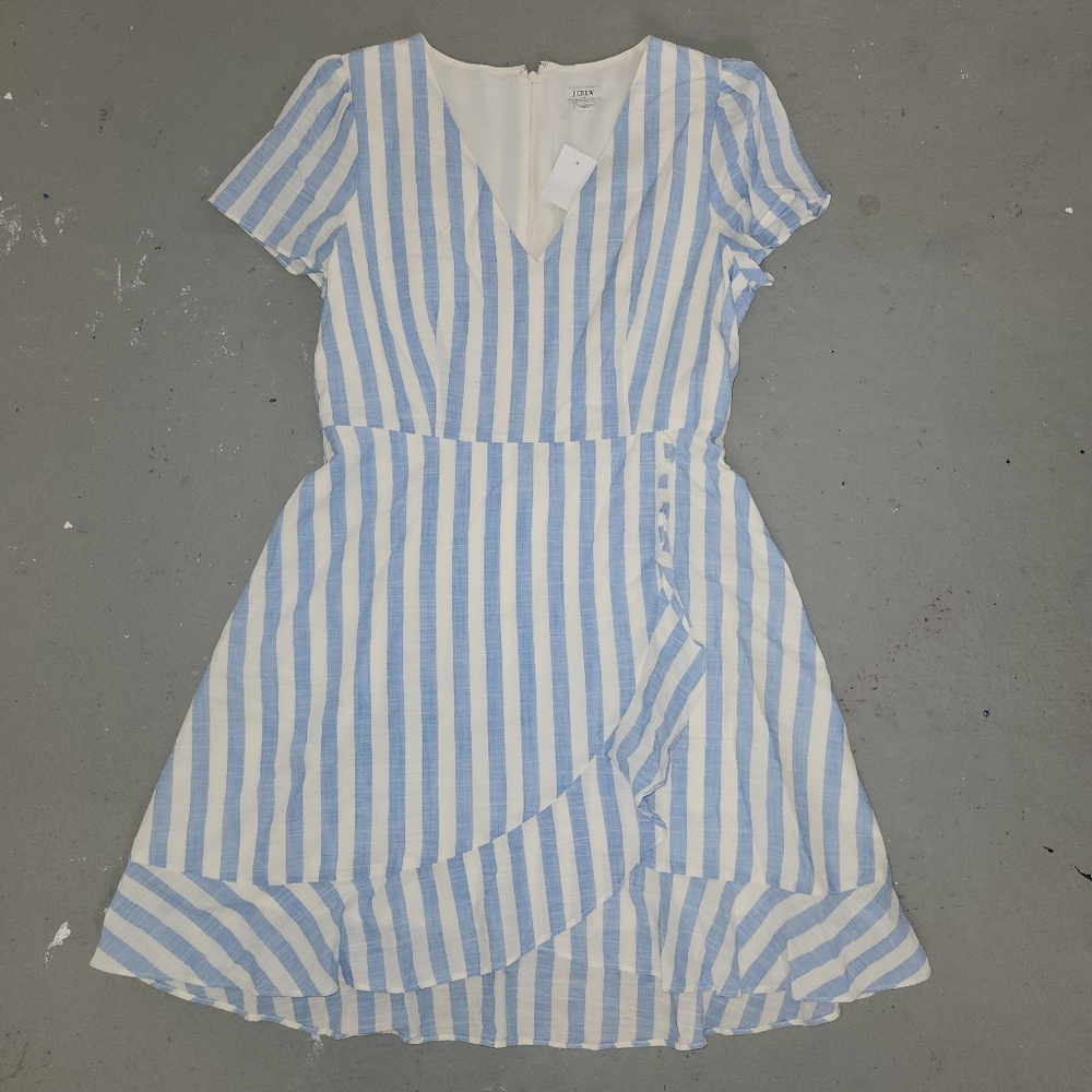 J. Crew Striped Faux-wrap dress